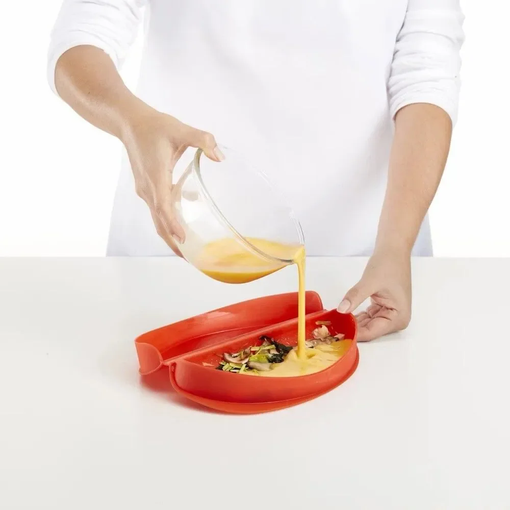 Lékué Microwave Omelette Maker Red 100% Platinum Silicone Easy Steam Egg